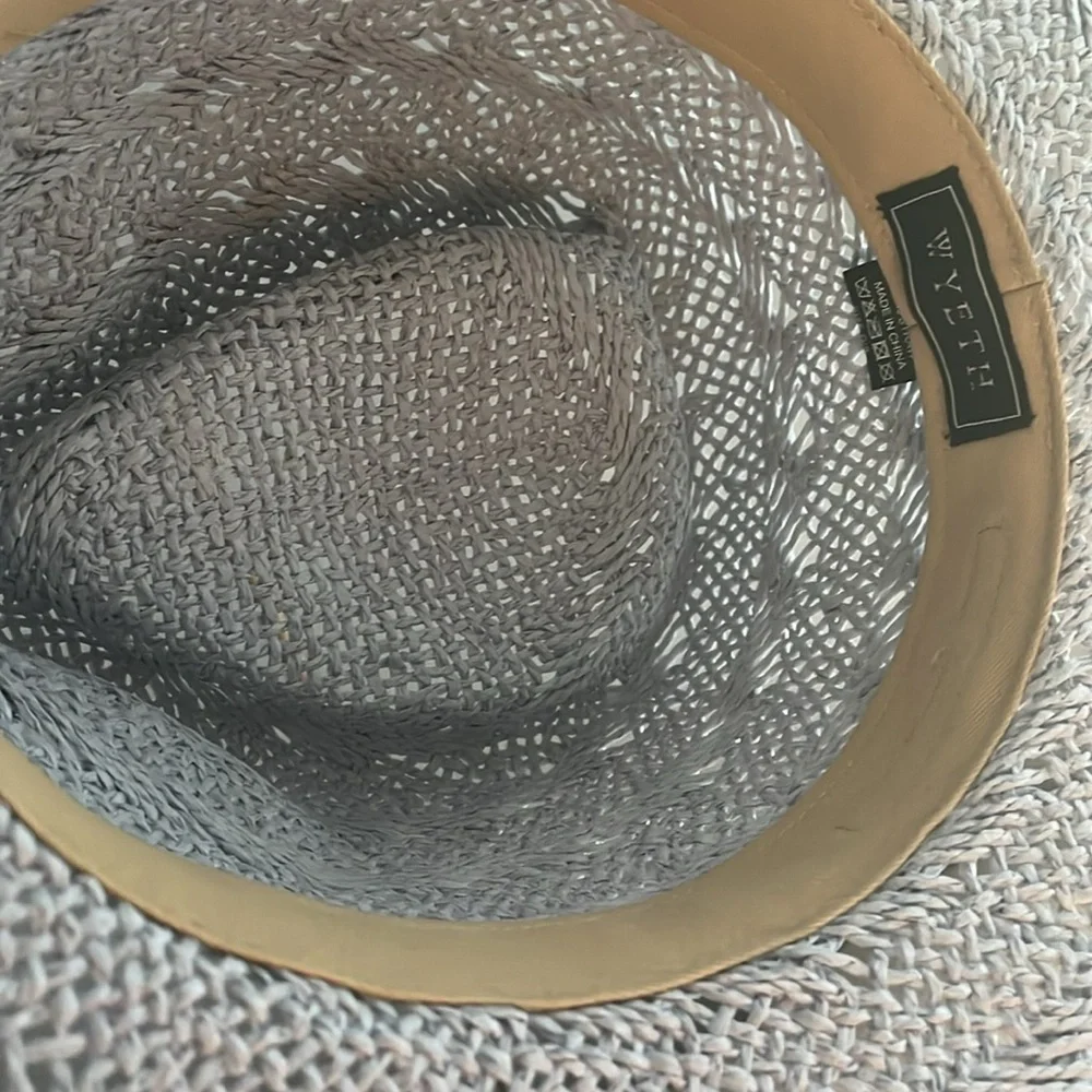 WYETH Blue  Mirage Textured Straw Panama Hat One Size New without tags